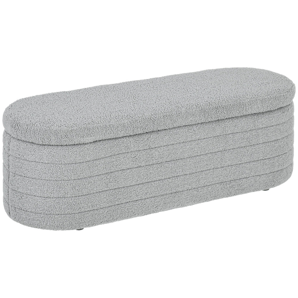 EasyComfort Panca Fondo Letto in Tessuto Teddy with Vano Contenitore, 116x41x40.5cm, Grigio Chiaro