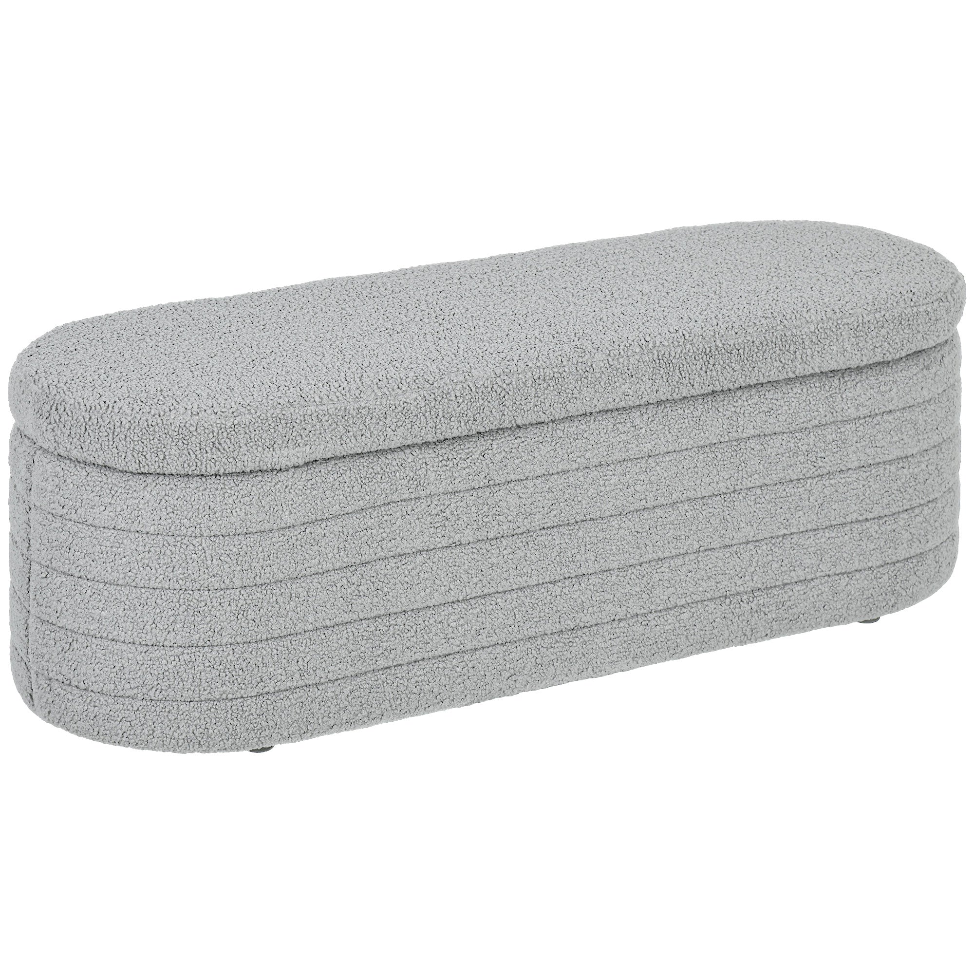 EasyComfort Panca Fondo Letto in Tessuto Teddy with Vano Contenitore, 116x41x40.5cm, Grigio Chiaro