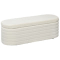 EasyComfort Panca Fondo Letto in Tessuto Teddy with Vano Contenitore per Ingresso e Camera, 116x41x40.5cm, Crema