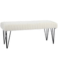EasyComfort Panca Fondoletto Moderna with Gambe a Forcina, in Tessuto Effetto Ciniglia, Legno e Metallo, 118.5x46x49.5 cm, Crema