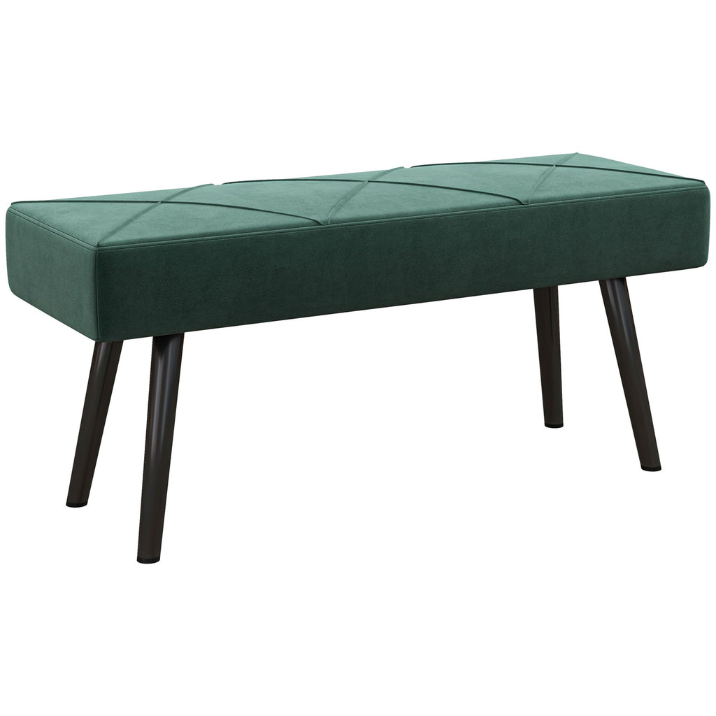 EasyComfort Panca Imbottita Fondoletto in Tessuto Effetto Velluto e Acciaio, 100x36x45 cm, Verde e black