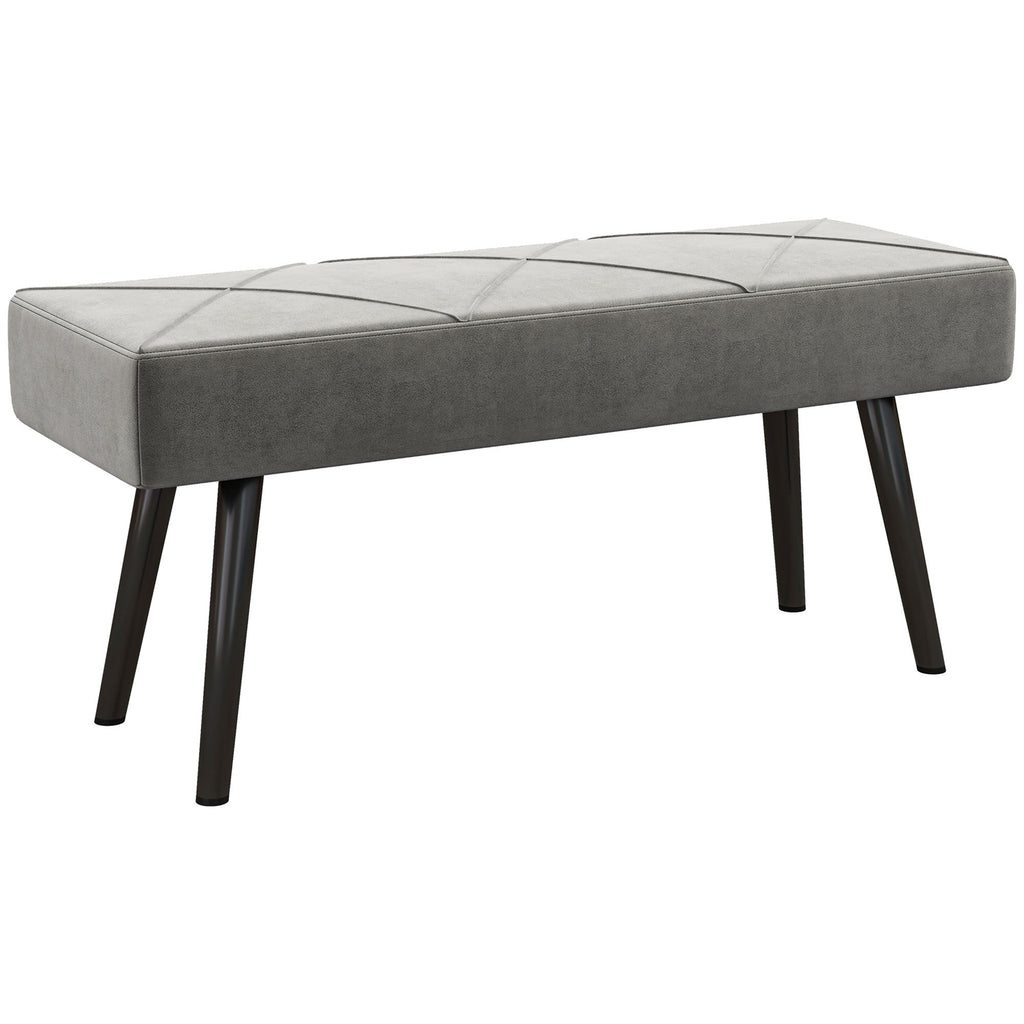 EasyComfort Panca Imbottita Fondoletto in Velluto with Gambe in Acciaio, 100x36x45cm, Grigio