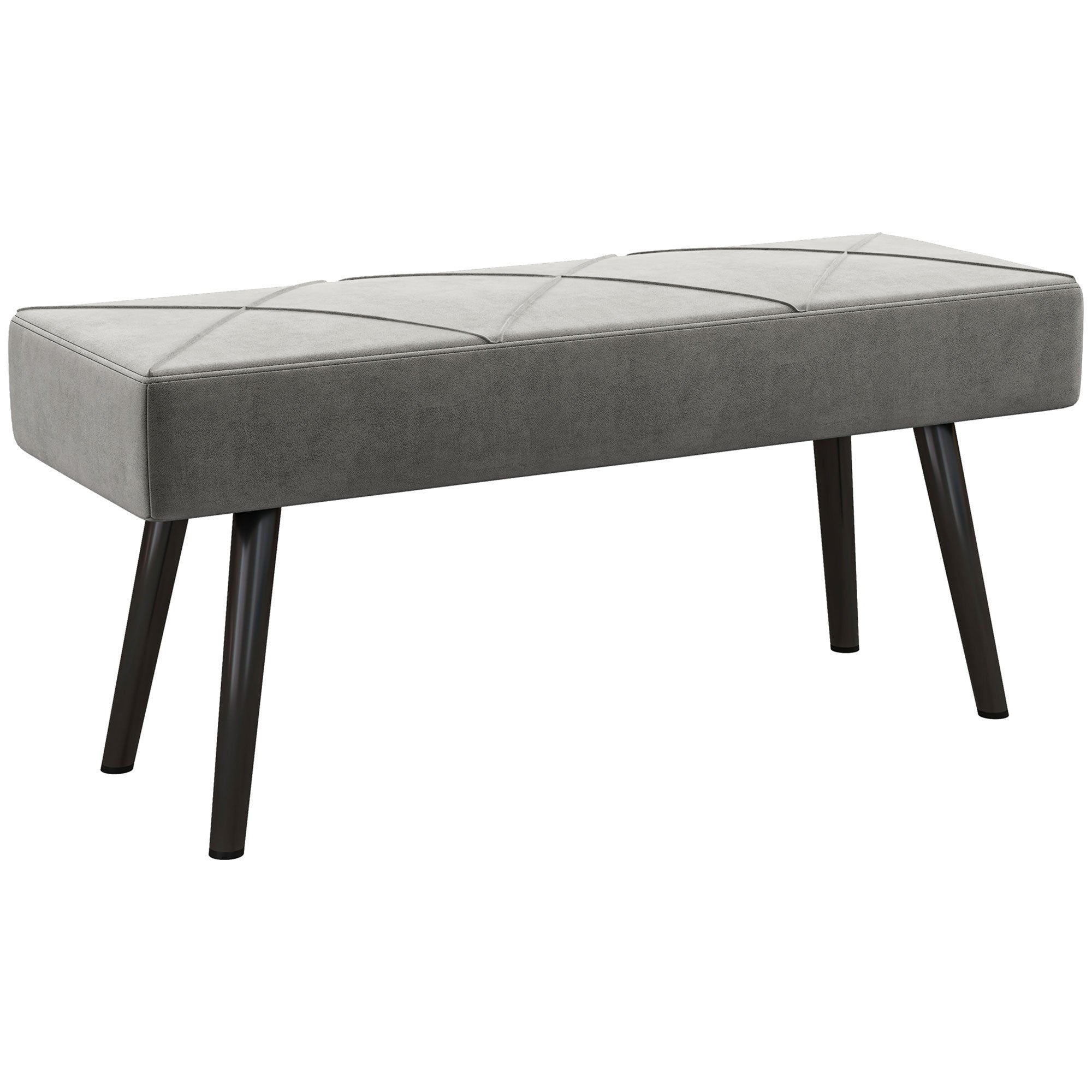 EasyComfort Panca Imbottita Fondoletto in Velluto with Gambe in Acciaio, 100x36x45cm, Grigio