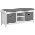 EasyComfort Panca Scarpiera with Ripiano Regolabile a 3 Livelli e 2 Cassetti, in Truciolato, 105x35x47 cm, Bianca e Grigia