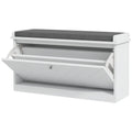 EasyComfort Panca Scarpiera Salvaspazio with Cuscino e Cassetto Ribaltabile per 8 Paia di Scarpe, white