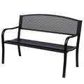 EASYCOMFORT Outdoor Bench in Steel, Black, 127x60x85cm