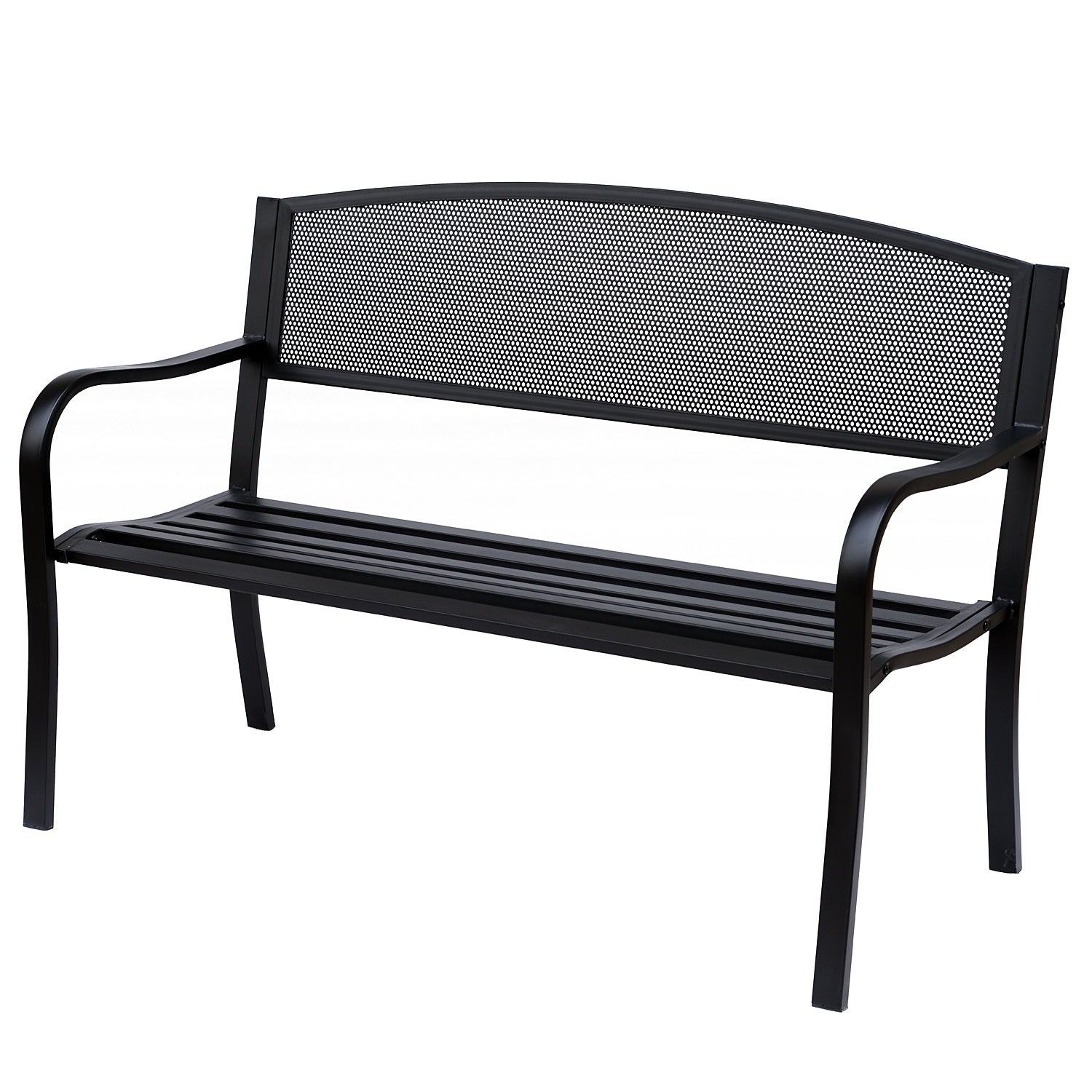 EASYCOMFORT Outdoor Bench in Steel, Black, 127x60x85cm