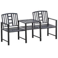 EASYCOMFORT Modern 2-Seater Garden Bench with Coffee Table and Umbrella Hole