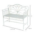 EASYCOMFORT Romantic Style Two-Seater Garden Iron Bench, White, 109.5x51x95.5cm