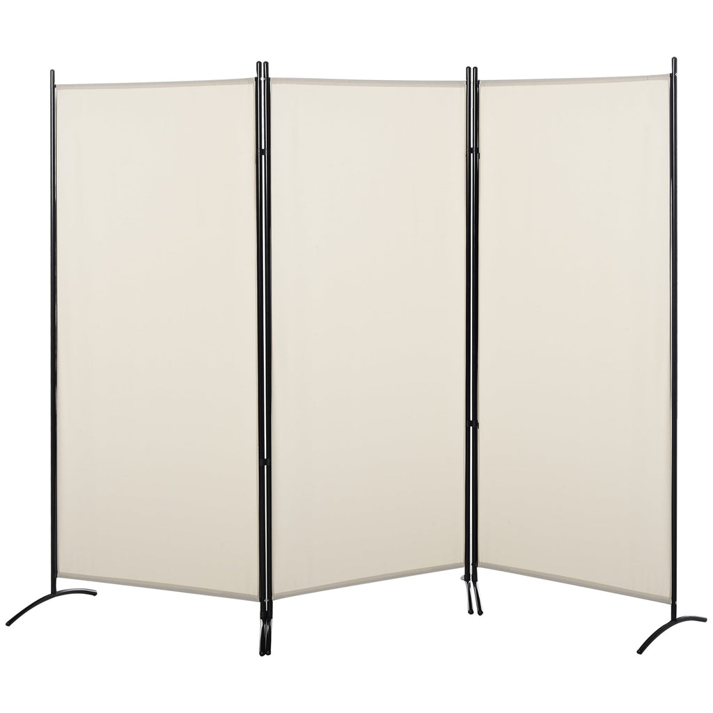 EasyComfort Paravento Separé da Interno a 3 Pannelli Pieghevole in Metallo e Poliestere, 253x50x182cm, Beige