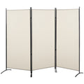 EasyComfort Paravento Separé da Interno a 3 Pannelli Pieghevole in Metallo e Poliestere, 253x50x182cm, Beige
