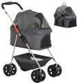 EasyComfort Passeggino per Cani 3 in 1 Pieghevole con Borsa Trasportino e Cestino Inferiore, Grigio