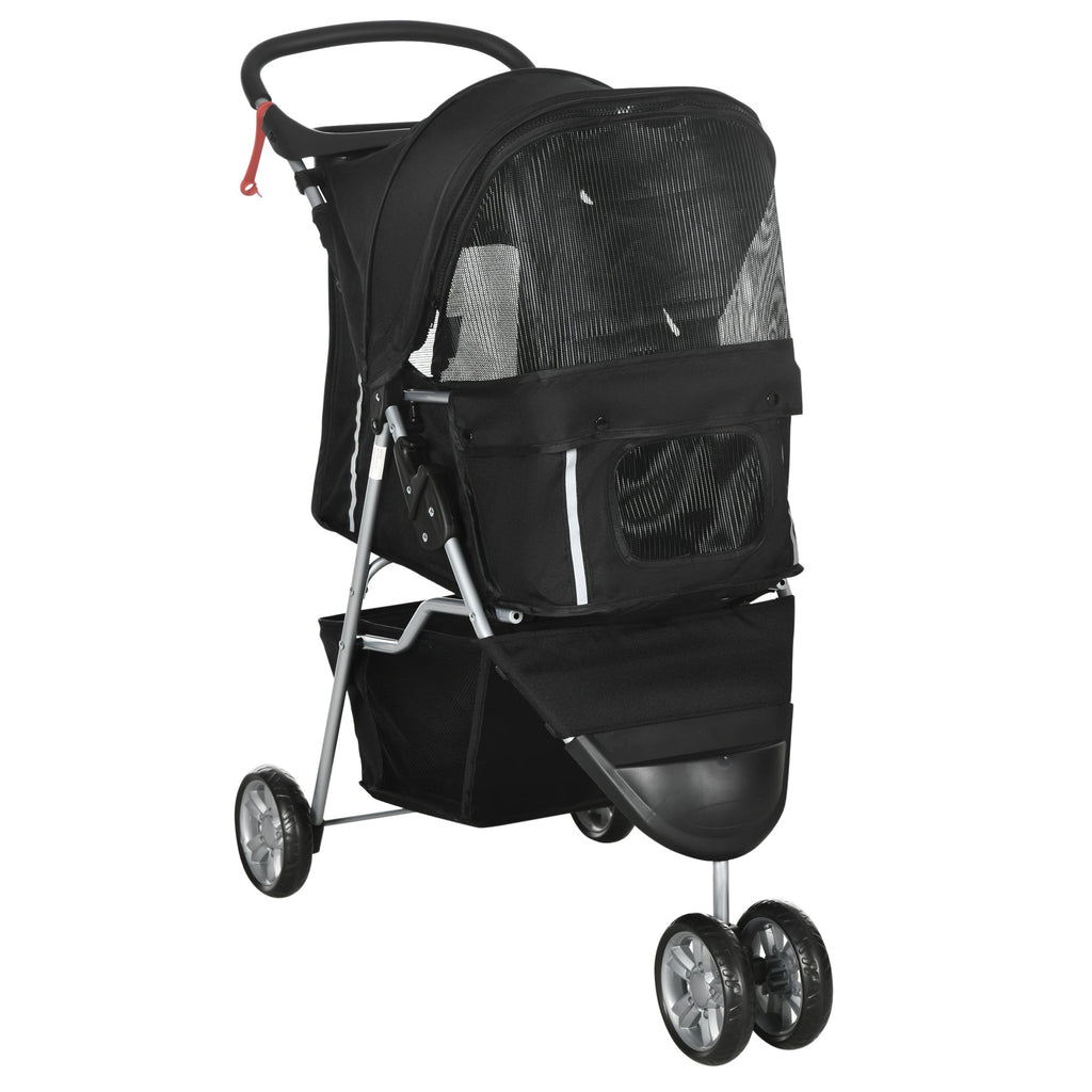 EasyComfort Passeggino per Cani Piccoli Pieghevole with Ruote Girevoli e Freno, 75x45x97 cm, black