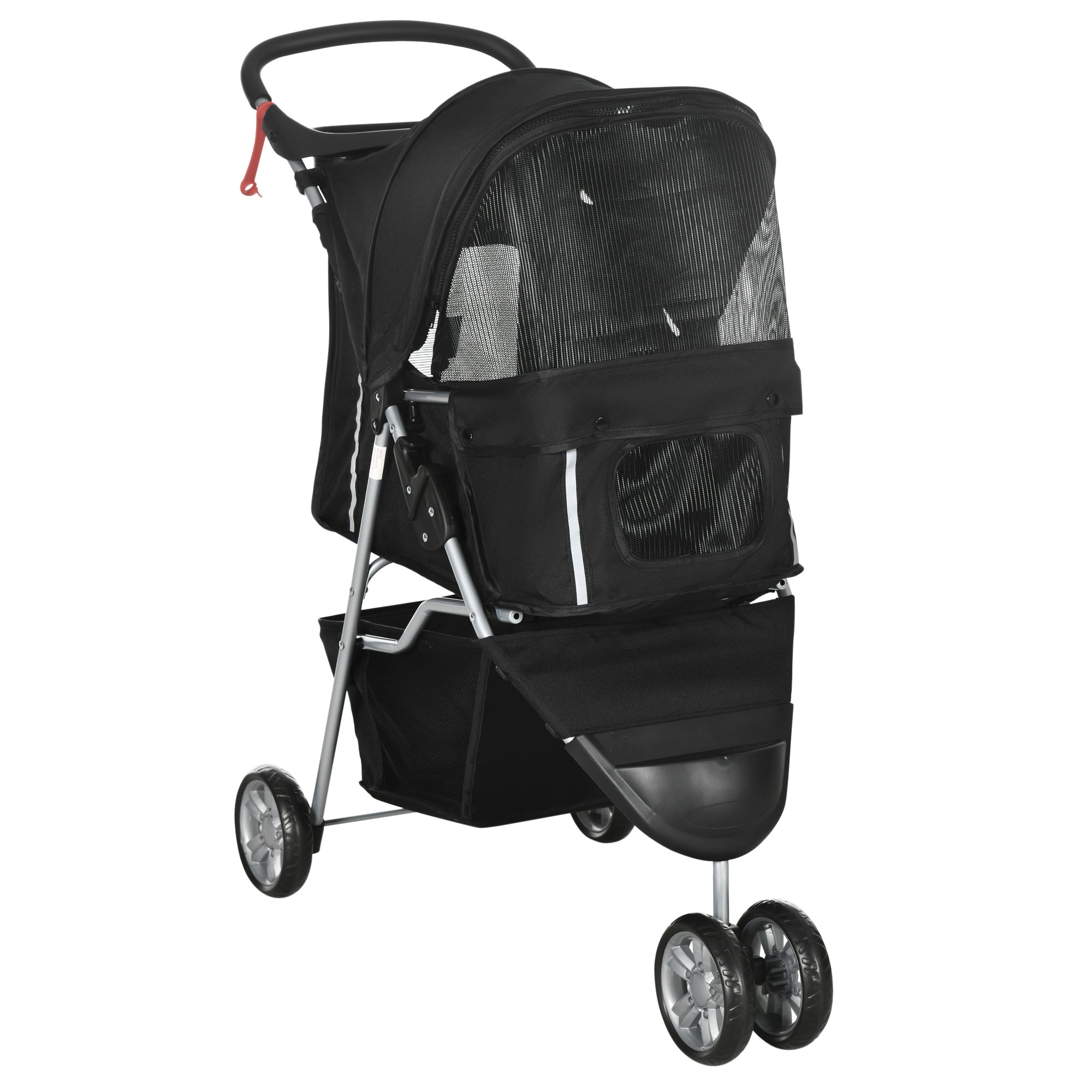 EasyComfort Passeggino per Cani Piccoli Pieghevole with Ruote Girevoli e Freno, 75x45x97 cm, black