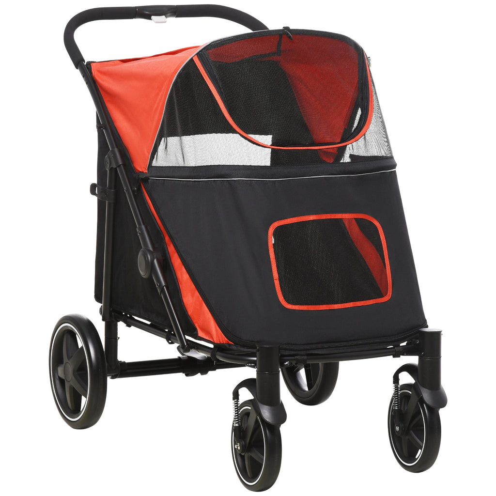EasyComfort opvouwbare hondenbuggy 112x65x100 cm zwart/rood