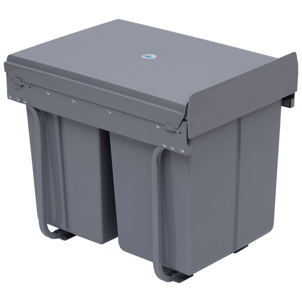 Easycomfort Pattumiera Estraibile with 3 Contenitori per Raccolta Differenziata, Capacità Totale 40L, 48x34.2x41.8cm Grigio