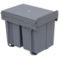 Easycomfort Pattumiera Estraibile with 3 Contenitori per Raccolta Differenziata, Capacità Totale 40L, 48x34.2x41.8cm Grigio