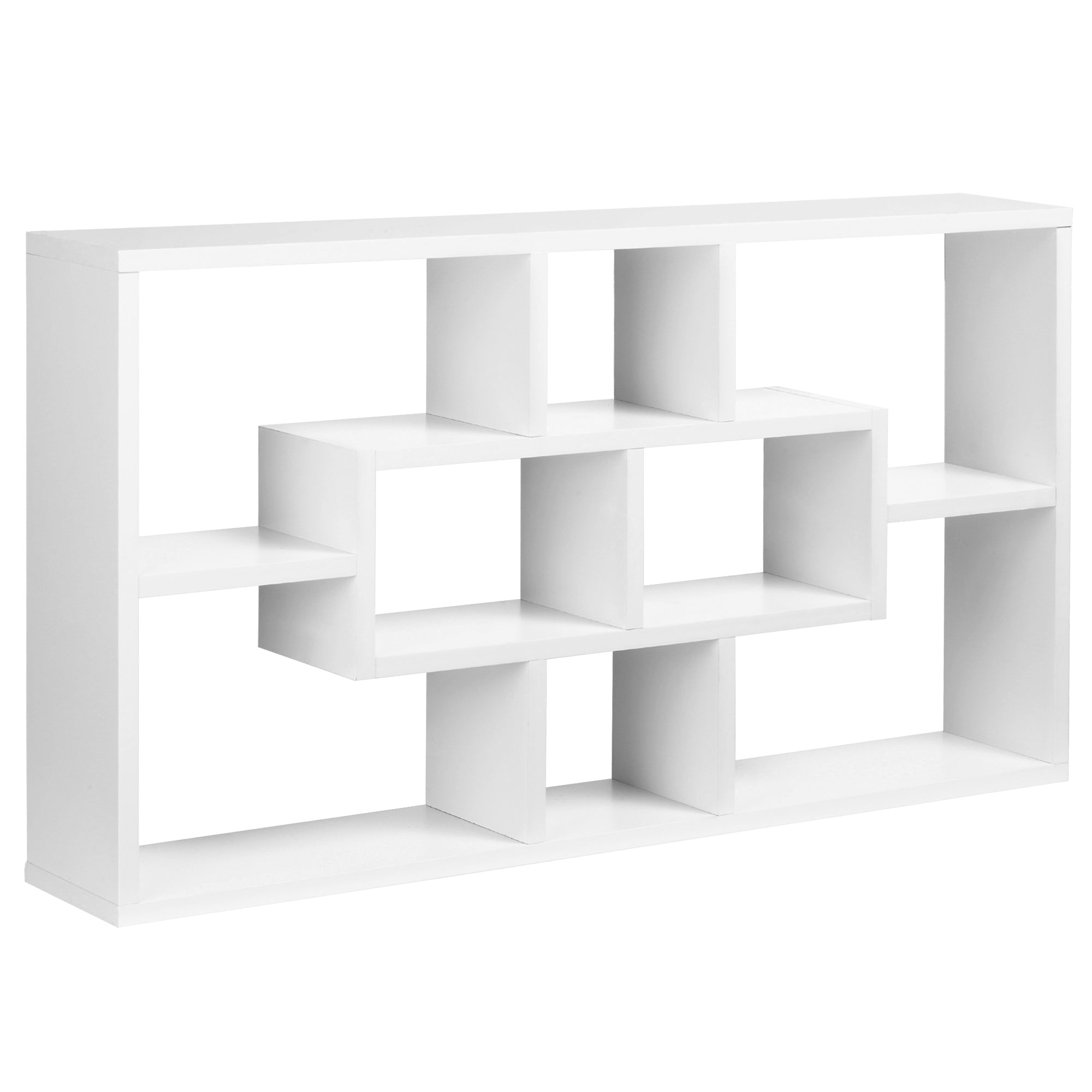 Easycomfort Pensile Libreria da Parete Sospesa 8 Vani in 3 Diverse Dimensioni, Mensola da Muro Design Antiribaltamento Pannelli di Truciolare white 85x14.5x47.5cm Capacità: 20kg