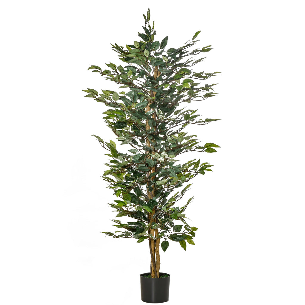 EasyComfort Pianta Finta di Ficus Alta 150cm, Decorazione per Interno ed Esterno with Vaso Incluso