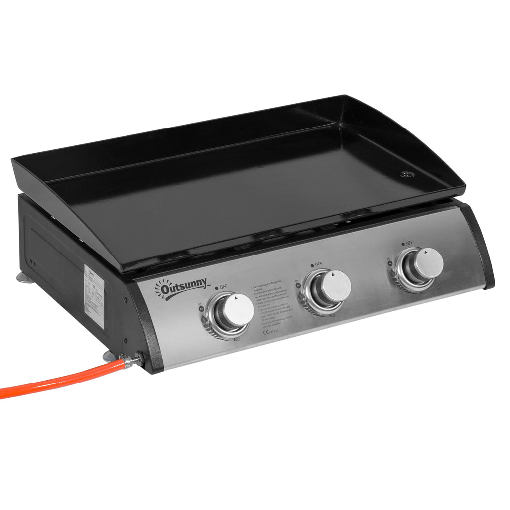 EasyComfort Piastra Barbecue a Gas Antiaderente da Tavolo with 3 Bruciatori da 3kW, 62x46x21cm, black