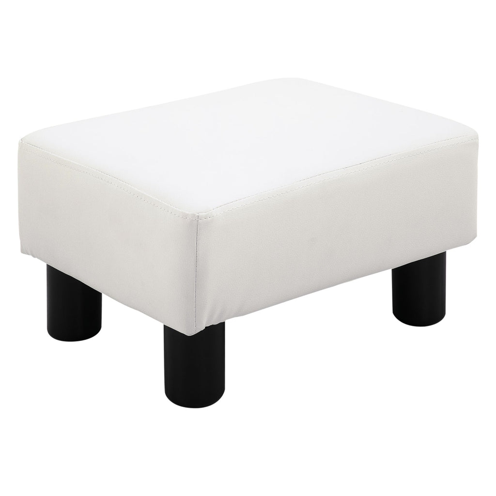 EasyComfort Poggiapiedi Rettangolare Imbottito e Rivestito in Finta Pelle Bianca, per Soggiorno e Ingresso, 40x30x24 cm