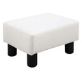 EasyComfort Poggiapiedi Rettangolare Imbottito e Rivestito in Finta Pelle Bianca, per Soggiorno e Ingresso, 40x30x24 cm