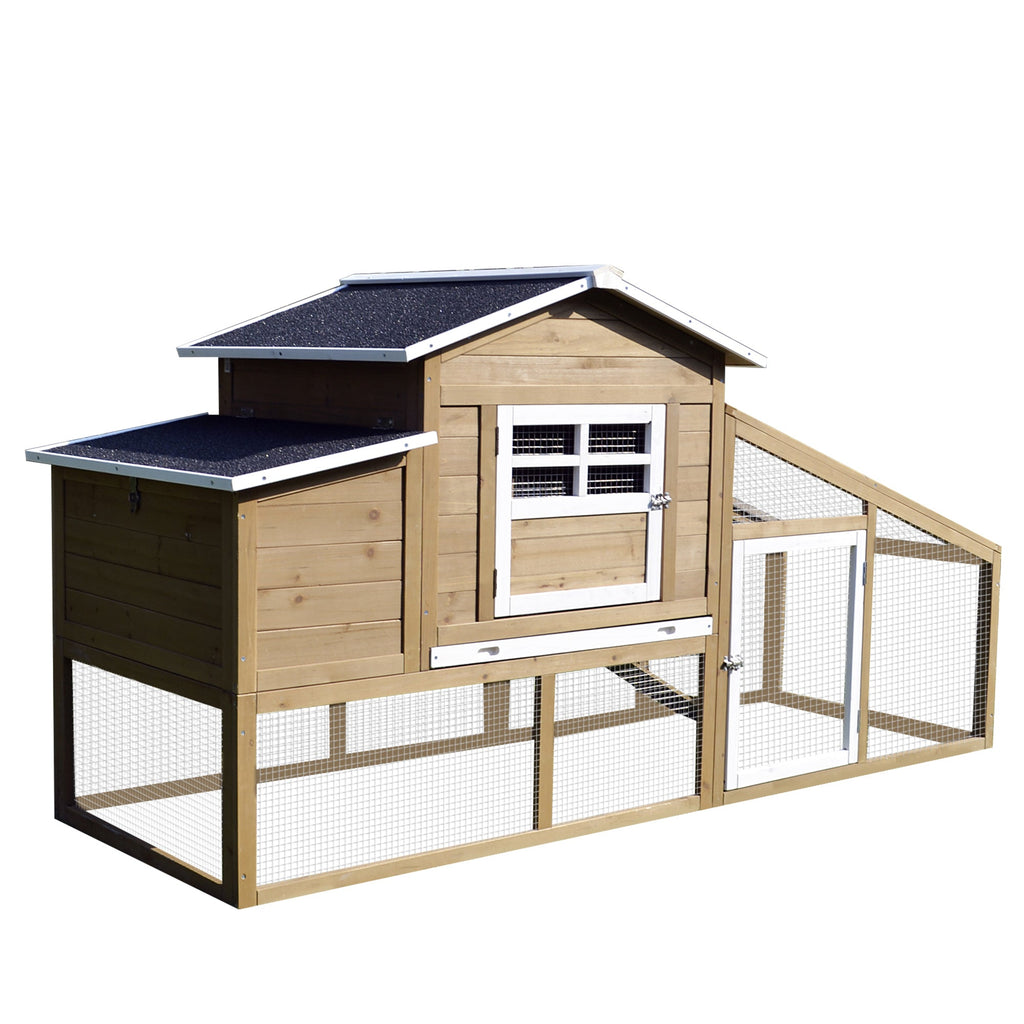 EASYCOMFORT Outdoor Chicken Coop for Laying Hens with Running Area, Nesting Area and Removable Wooden Garden Tray, 200x80x105 cm