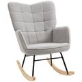 EasyComfort Poltrona a Dondolo Imbottita in Legno e Acciaio with Rivestimento Bouclé, 71x98x101 cm, Grigio