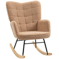 EasyComfort Poltrona a Dondolo Imbottita in Legno e Acciaio with Rivestimento Bouclé, 71x98x101 cm, Marrone
