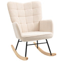 EasyComfort Poltrona a Dondolo Imbottita in Legno e Acciaio per Soggiorno e Camera da Letto, 71x98x101 cm, Beige
