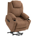 EasyComfort Poltrona Alzapersona Massaggiante a 8 Punti with Telecomando, in Tessuto Effetto Lino, 90x101x107 cm, Caffè