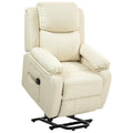 EasyComfort Poltrona Alzapersona Reclinabile a 160° with Poggiapiedi e Telecomando, in Pelle PU e Acciaio, 76x90x105 cm, Crema
