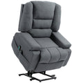 EasyComfort Poltrona Alzapersona Reclinabile with 8 Punti Massaggianti, in Tessuto Effetto Lino, 97x90x102 cm, Grigio