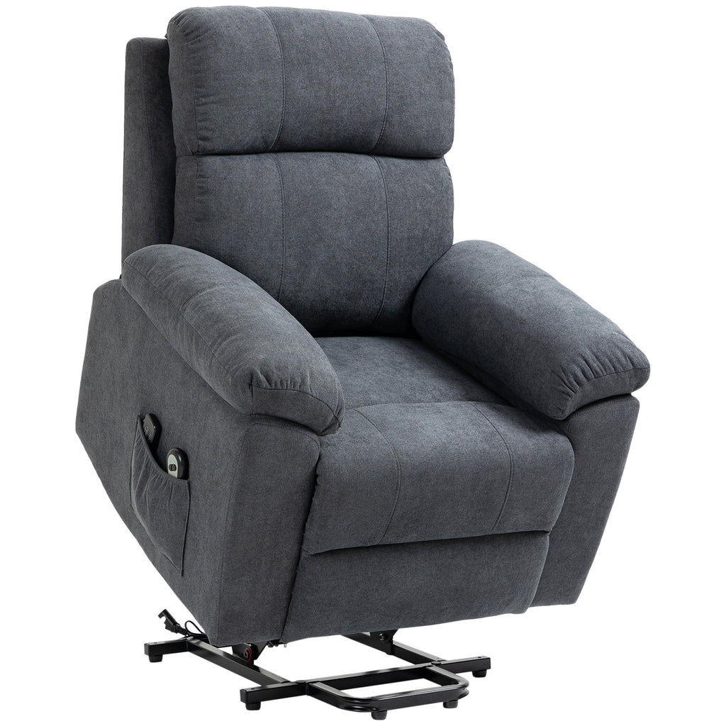 Easycomfort Poltrona Alzapersona Reclinabile fino a 135° with 8 Punti Massaggianti, Telecomando e Poggiapiedi 89x99x103 cm, Grigio
