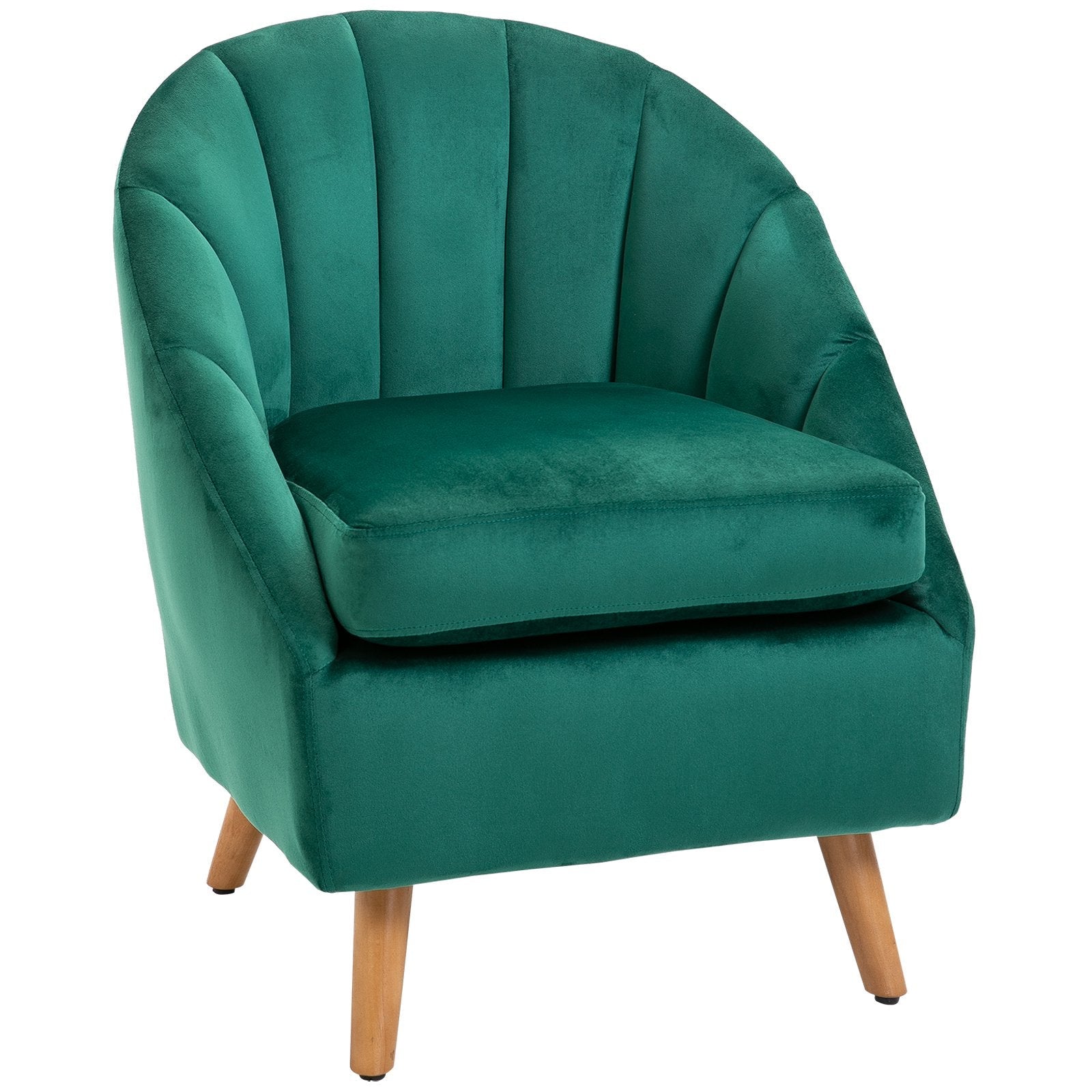 Easycomfort Poltrona da Camera da Letto e Salotto in Velluto Verde with Imbottitura Spessa e Solida Struttura in Legno (67x65x77cm)