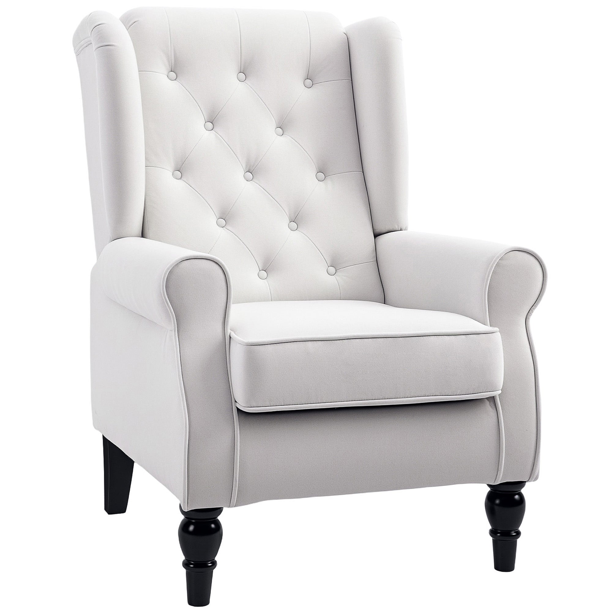 EasyComfort Poltrona da Salotto Imbottita in Tessuto with Schienale Trapuntato, 74x86x102cm, white Crema