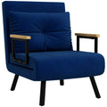 EasyComfort Poltrona Letto 3 in 1 with Schienale Reclinabile e Cuscino, in Tessuto Effetto Velluto, 63x73x81 cm, Blu