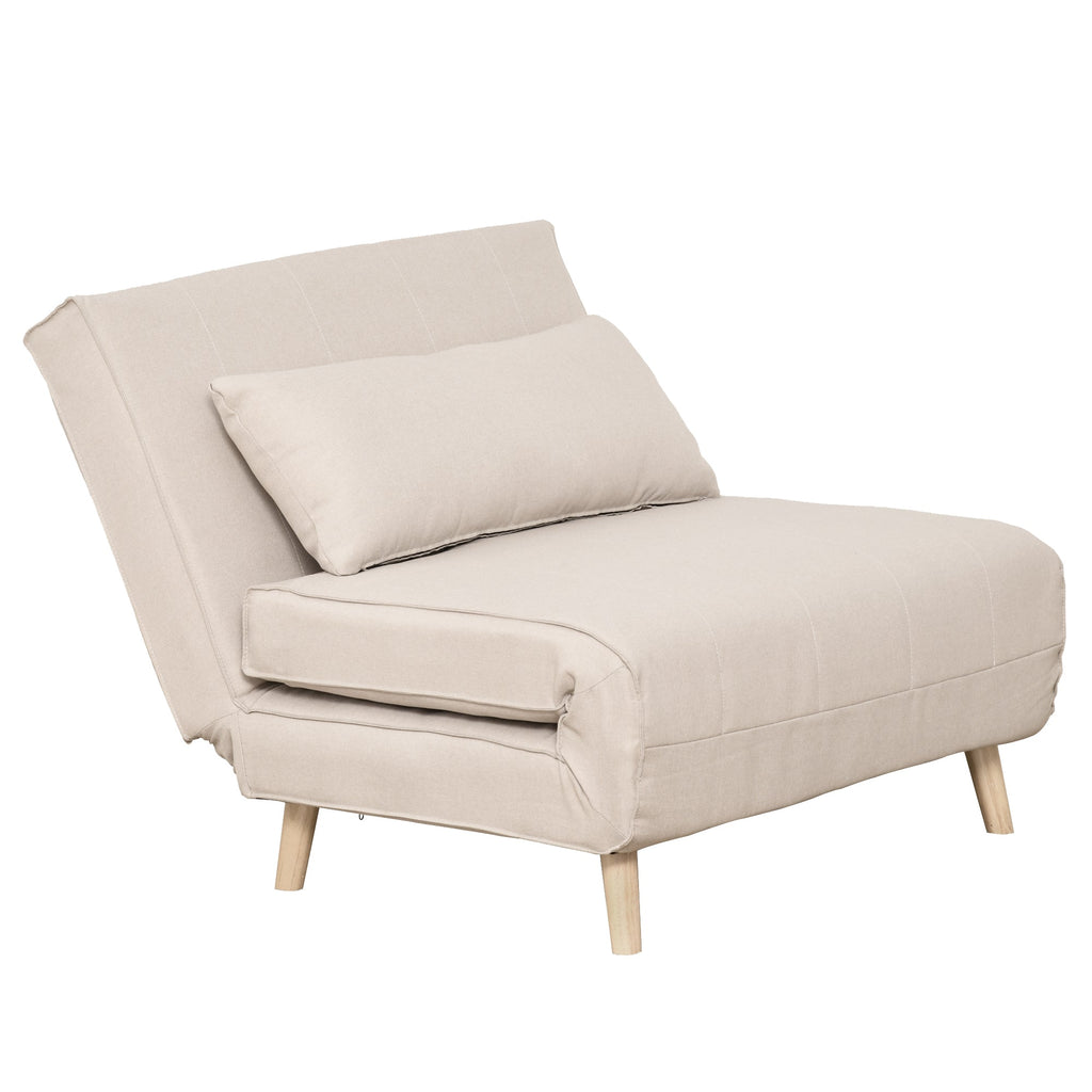 EasyComfort Poltrona Letto 3 in 1 with Schienale Reclinabile in 6 Posizioni, 94x78x80 cm, Beige