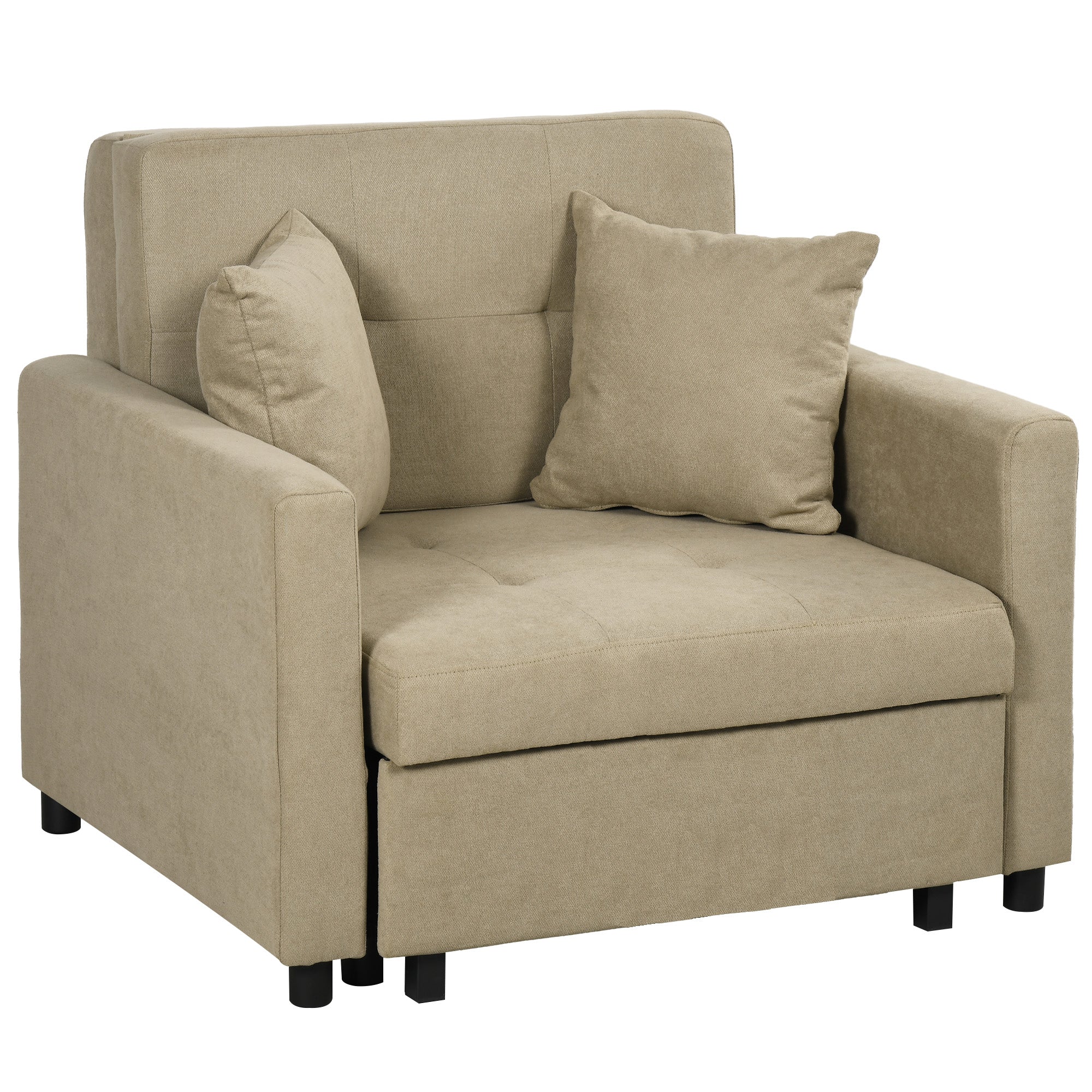 EasyComfort fauteuilbed fluweellook lichtbruin