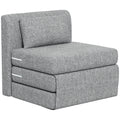 EasyComfort Poltrona Letto Pieghevole da Terra a 3 Sezioni Salvaspazio in Tessuto, 80x75x74 cm, Grigio