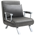 Easycomfort Poltrona Letto Singolo 3 in 1 with Schienale Reclinabile su 5 Livelli e Cuscino, Divano Letto Singolo Pieghevole per Soggiorno e Salotto in Pelle Scamosciata e Metallo, 65x69x80 cm, Grigio