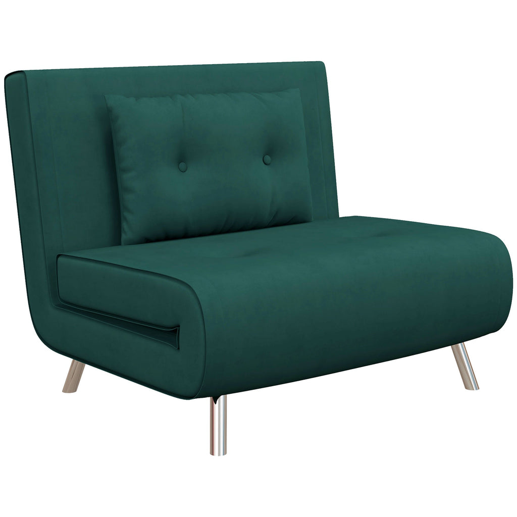 EasyComfort Poltrona Letto Singolo with Schienale Reclinabile in Velluto, 100x88x83cm, Verde Scuro