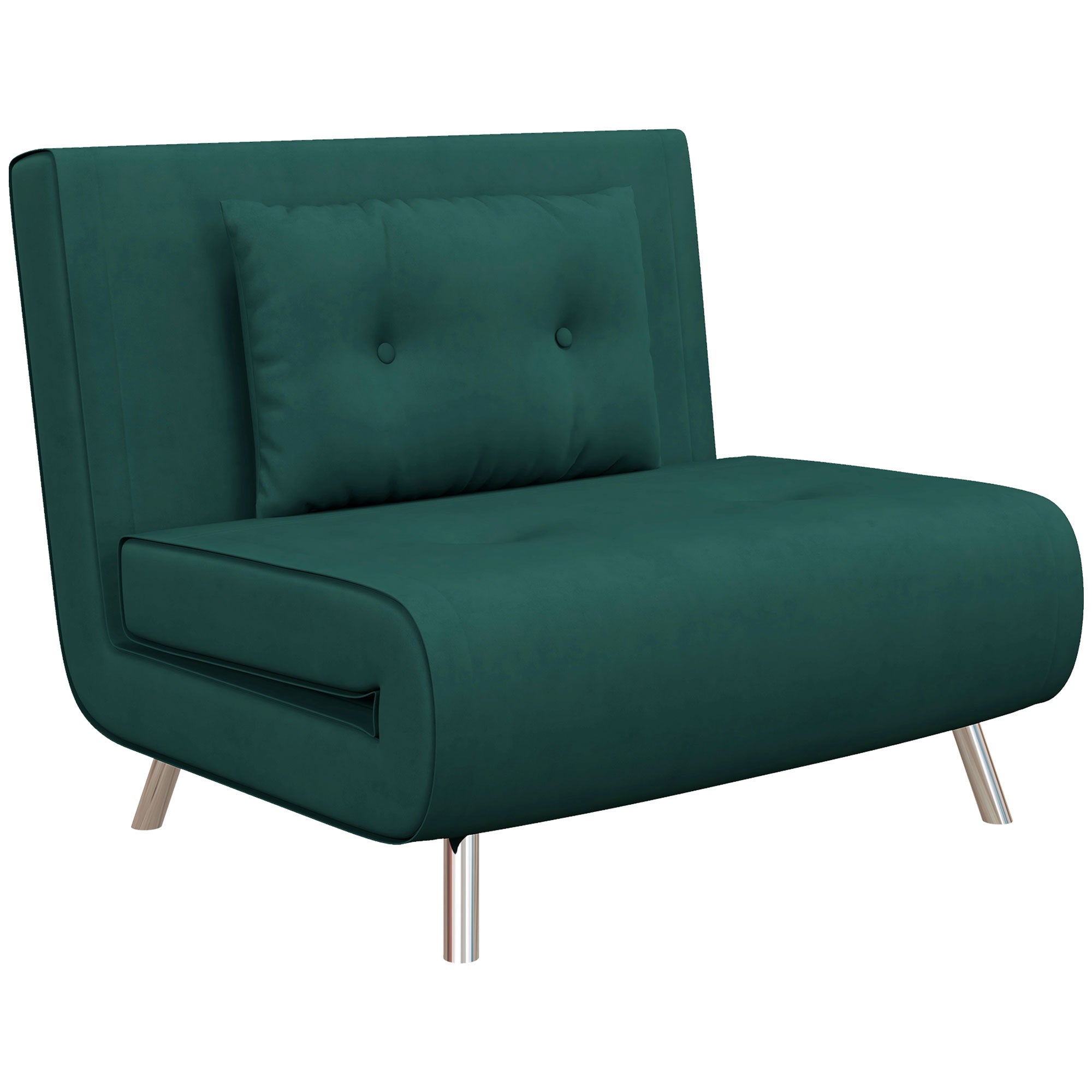 EasyComfort Poltrona Letto Singolo with Schienale Reclinabile in Velluto, 100x88x83cm, Verde Scuro