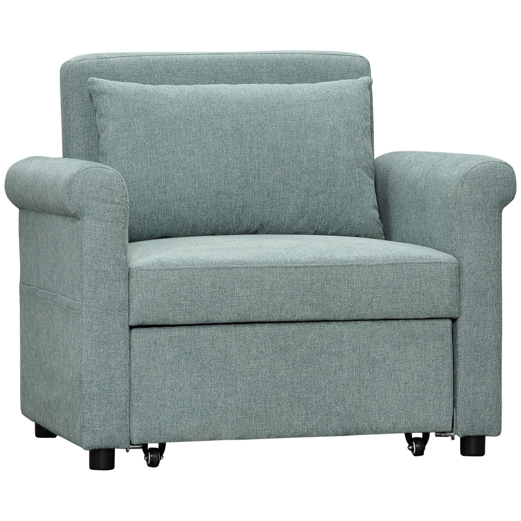 Easycomfort Poltrona Letto Singolo Salvaspazio Reclinabile su 4 Livelli with Seduta Imbottita, 96x84.5x87.5cm, Verde