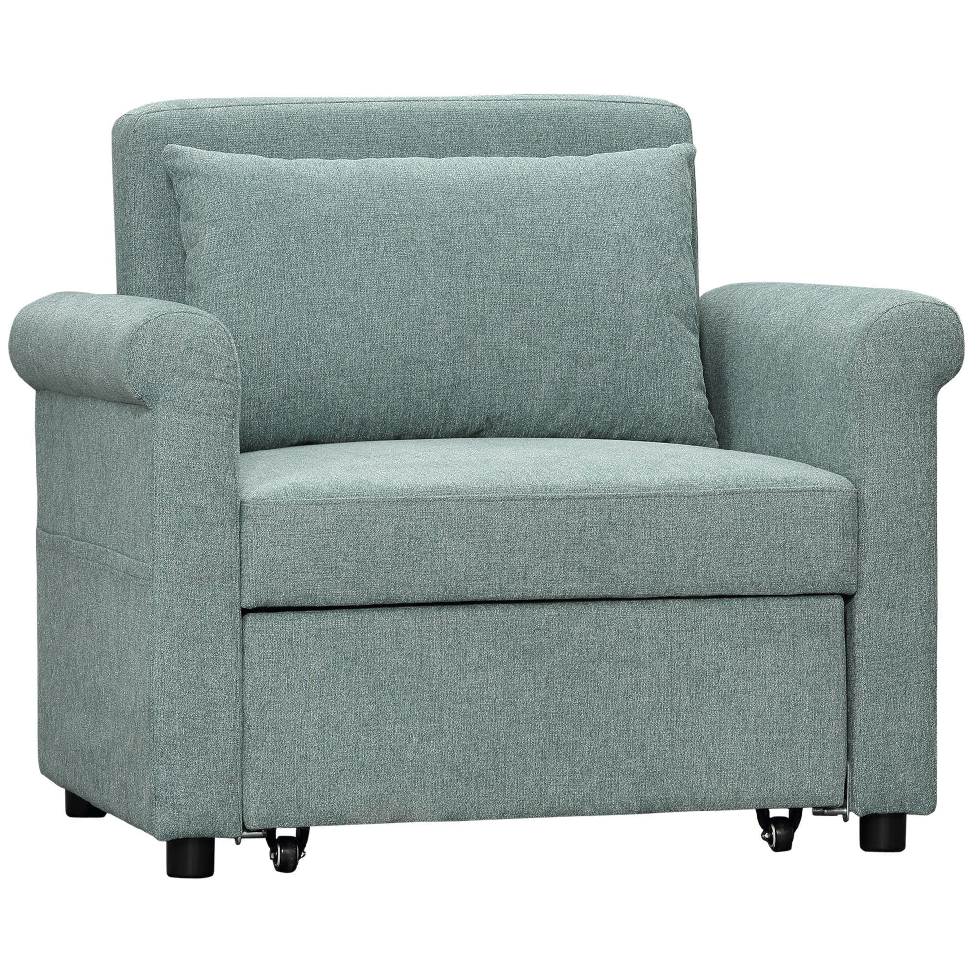 Easycomfort Poltrona Letto Singolo Salvaspazio Reclinabile su 4 Livelli with Seduta Imbottita, 96x84.5x87.5cm, Verde