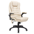 Easycomfort Poltrona Massaggiante da Ufficio ad Altezza Regolabile with 6 Punti Massaggianti, in PU, 62x68x111-121 cm, Beige