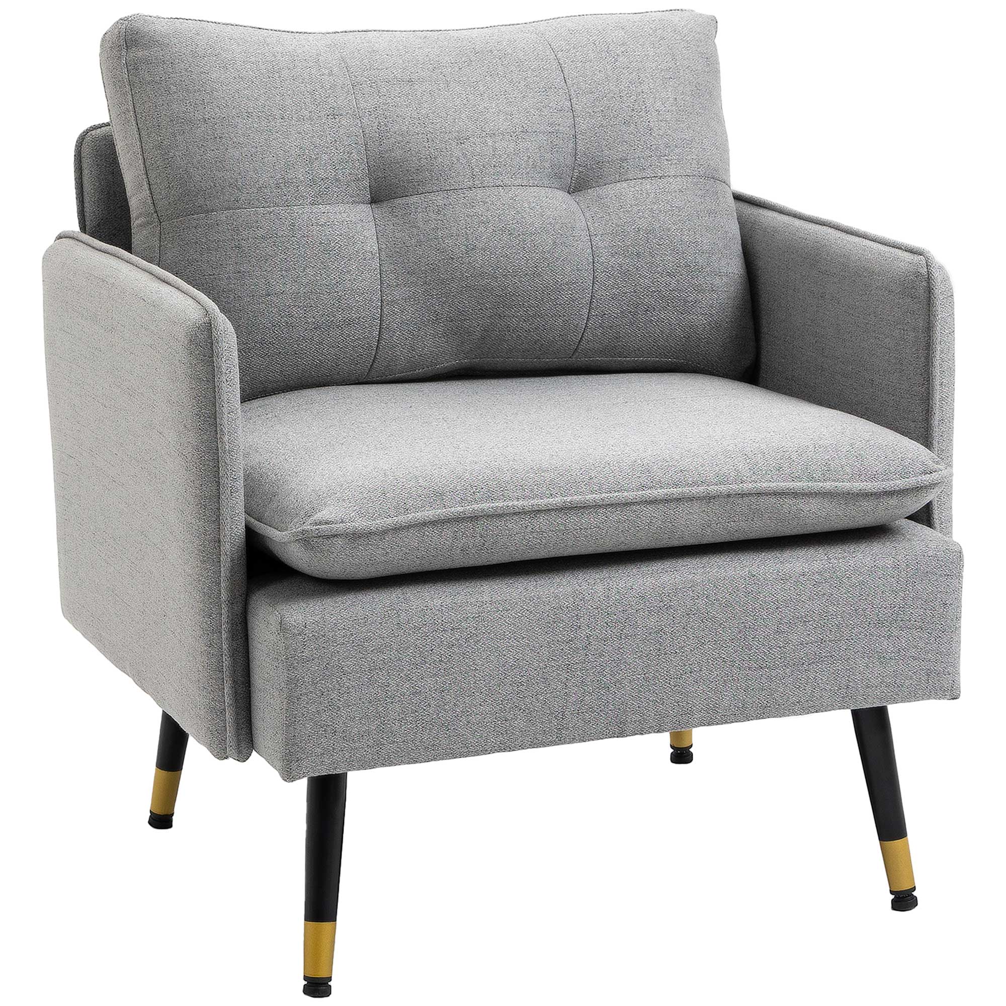 EasyComfort Poltrona Moderna in Tessuto with Seduta Imbottita e Gambe in Acciaio, 76x68x80 cm, Grigio