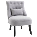 Easycomfort Poltrona per Salotto Imbottita with Cuscino e Piedini Antiscivolo, Poltrona D'Arredo in Tessuto Effetto Lino e Legno, 52.5x69x77 cm, Grigio