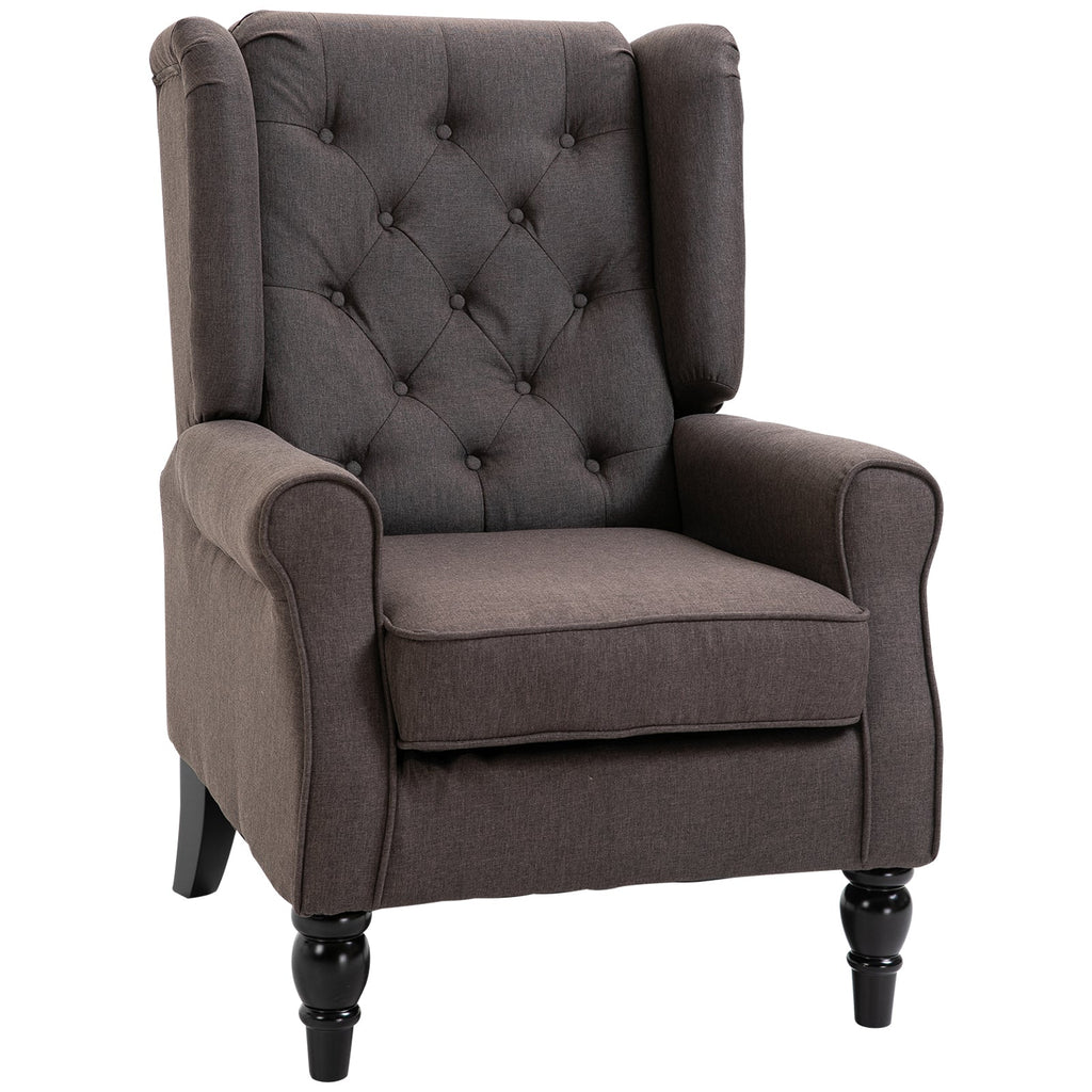 EasyComfort Poltrona per Salotto in Stile Francese with Seduta Imbottita e Cuscini, in Poliestere, 74x86x102 cm, Marrone