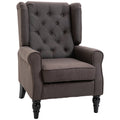 EasyComfort Poltrona per Salotto in Stile Francese with Seduta Imbottita e Cuscini, in Poliestere, 74x86x102 cm, Marrone